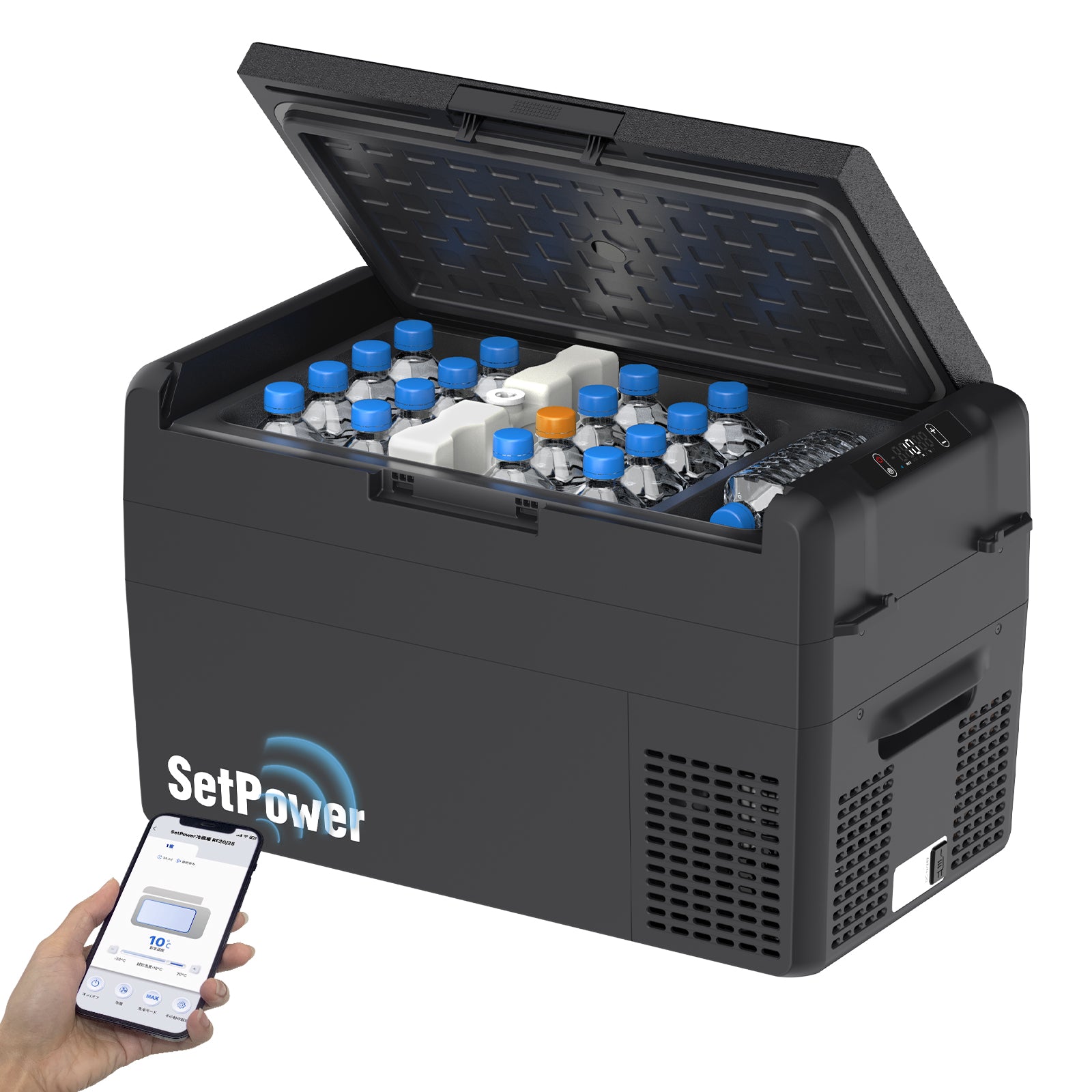 Setpower RF25 車載冷蔵庫 25L ポータブル冷蔵庫 車載家庭両用 ポータブル冷凍庫 小型 持ち運び (ブラック）