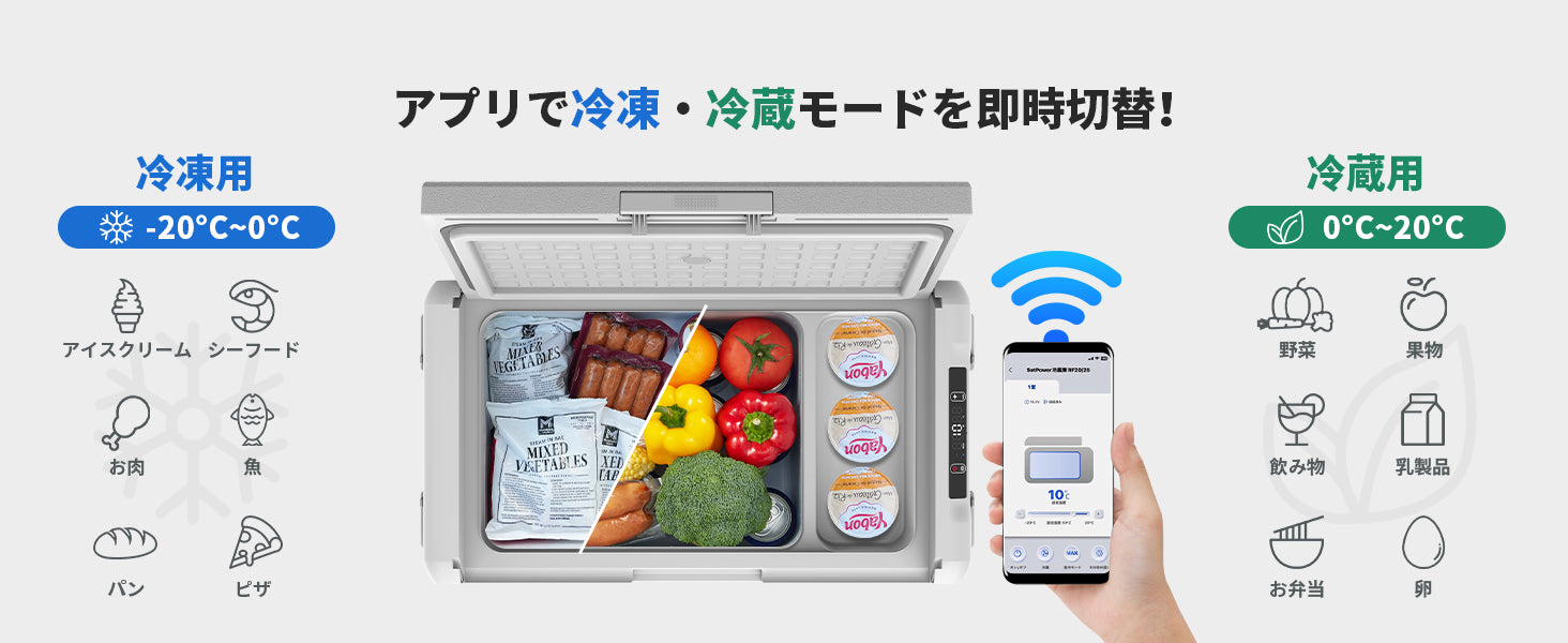 Setpower RF25 車載冷蔵庫 ポータブル冷凍庫 DC 12V/24V AC 100V 車載