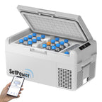 Setpower ポータブル冷蔵庫 20L 車載冷蔵庫 車載家庭両用 携帯冷蔵庫 持ち運び 冷凍庫 アプリ操作（グレー）
